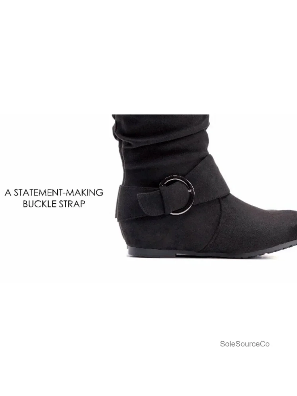 Knee High Low Hidden Wedge Boots with Faux Fur Lining